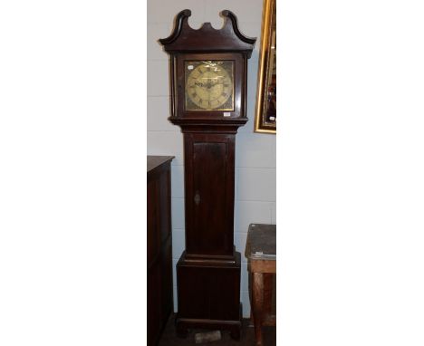 ~ An oak thirty hour longcase clock,signed David Phillip, Lantrisaint square brass dial with engraved shipping scene signed, 