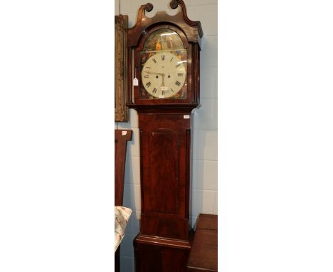 ~ A mahogany eight day longcase clock, painted dial signed D.Greig, Perth, early 19th century