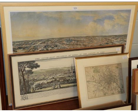 Nathaniel Whitlock's, Birds eye view of York, colour print, attractivley framed; Bucks SE. Prospect of York (Repro) framed an