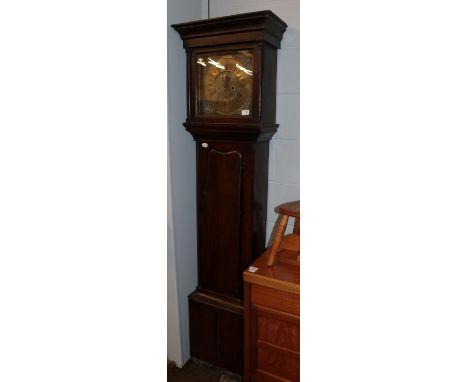 ~ An oak eight day longcase clock, square brass dial signed Jn Owen Llanhurst, 18th century, possibly later case