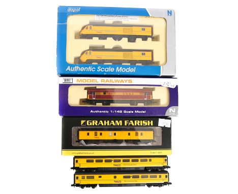 A Small quantity of N gauge model railway. Dapol set – 2 HST power cars RN43014/43062 motorised and dummy both in Network Rai