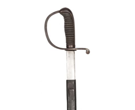 A WWI period Turkish infantry officer’s sword, plain DE blade 25½”, with mark of E E Horster, Solingen on one side at forte, 