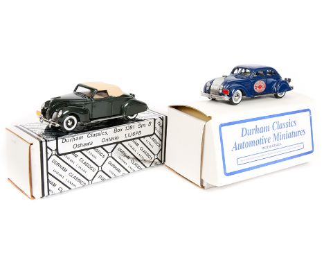 2 Durham Classics. DC8 1938 Lincoln Zephyr Convertible, top up. 1/200 in dark metallic green with tan top and interior. ‘17th