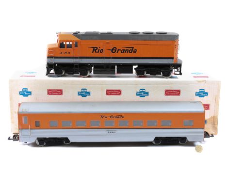 2 No.1 scale (G Scale) ‘Great Trains’ locomotive and coach. An electric North American Bo-Bo diesel locomotive, RN3489. Toget