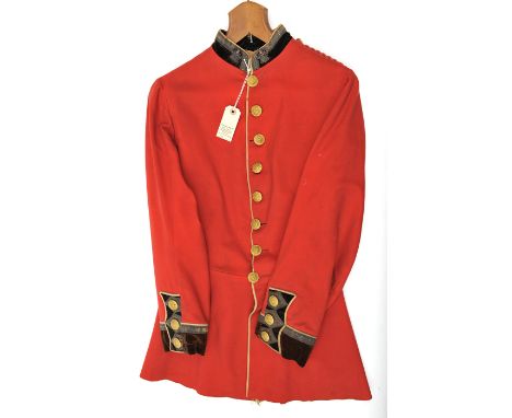 A Vic Lieutenant’s full dress scarlet tunic of the Army Medical Staff, blue velvet facings, embroidered crown rank badges to 