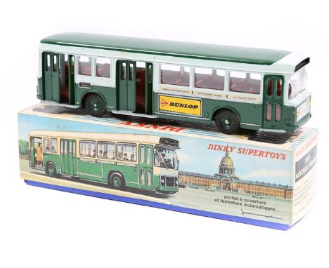 A French Dinky Toys ‘Autobus Parisien Ou Urbain’ (889). In dark green and pale green Paris bus livery, with DUNLOP and PEPSI 