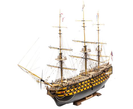 A modern museum style wooden model of Nelson’s flagship HMS Victory, a fine representation of Nelson’s 104 gun first rate shi