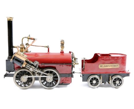 A unique live steam working model of an early Victorian locomotive. A 3.5" gauge 0-4-0 locomotive complete with a four wheele