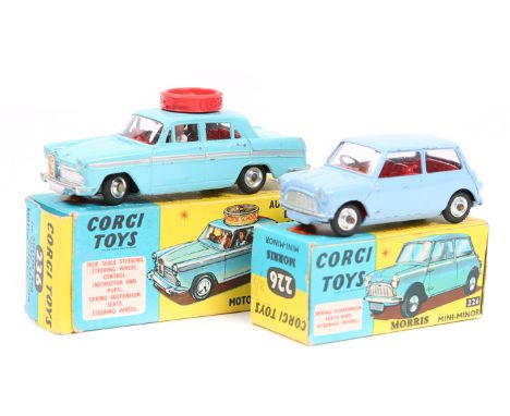 2 Corgi Toys. Morris Mini-Minor (226). In lilac with red interior and dished spun wheels. Plus an Austin A60 De Luxe Saloon M