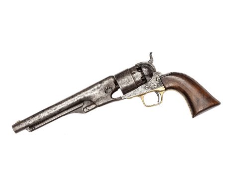 A 6 shot .44” Colt Model 1860 Army percussion revolver, number 7933 (1860) on most major parts (the cylinder numbered 8804), 