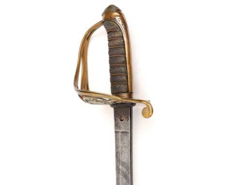 A Vic 1845 pattern infantry officer’s sword, very slightly curved, fullered, blade 32½”, by Wilkinson no 7429 (for 1855) on b