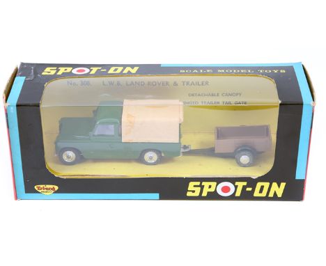 Spot-On Land Rover & Trailer (308). A series 2 109" in dark green with light grey seats and cream rear canopy. Complete with 
