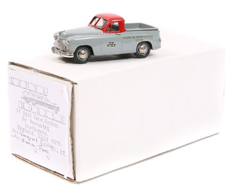 A KENNA Models white metal model of a Standard Vanguard Pick-Up No.32. In grey and red “Massey Ferguson” livery, with detacha