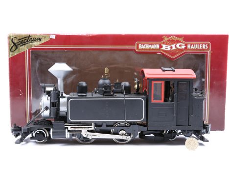 A Bachmann ‘The Original Big Haulers’ G Scale ‘Baldwin’ 2-4-2 North American style tank locomotive (81599). In white lined bl