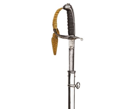 A Vic 1854 pattern officer’s levee sword of the Scots Guards, very slightly curved, fullered blade 32”, by Wilkinson, no 7844