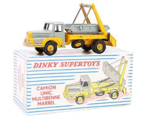 A French Dinky Supertoys Camion Unic Multibenne Marrel (895). In light grey and yellow livery with light grey bucket and yell