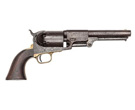 A 6 shot .44” Colt Third Model Hartford Dragoon percussion revolver, number 16196 (1856) on all parts, the 7½” barrel with Ne