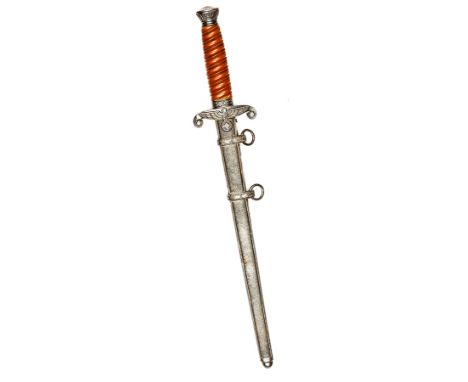 A Third Reich Army officer’s dagger by Tiger, Solingen, the hilt with dark orange/brown plastic grip (faded to yellow/orange 