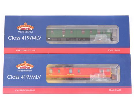 2 Bachmann Model Railways OO gauge class 419/MLV (Motor Luggage Van). Royal Mail in bright red/yellow lined livery (31-265K) 