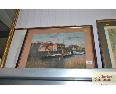 Derek Pierson, signed print "Sketches from Egypt" and John Beeson, pastel study "Dawn at Snape Quay"