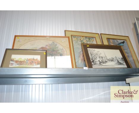 A pair of framed and glazed prints depicting birds, limited edition pencil signed print, a pencil signed picture depicting a 
