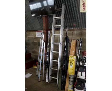 An aluminium extending ladder