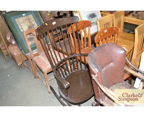 A stick back rocking chair