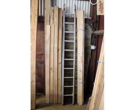 An aluminium extending ladder