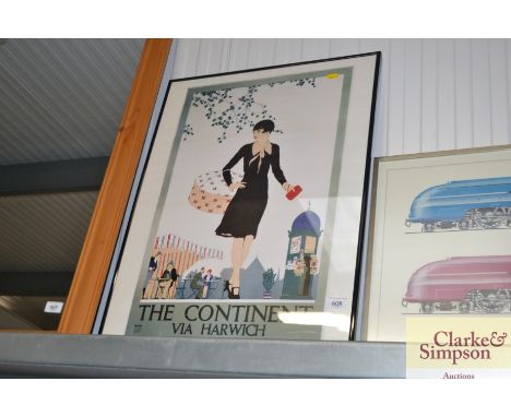 A reproduction advertising print "The Continent Via Harwich"