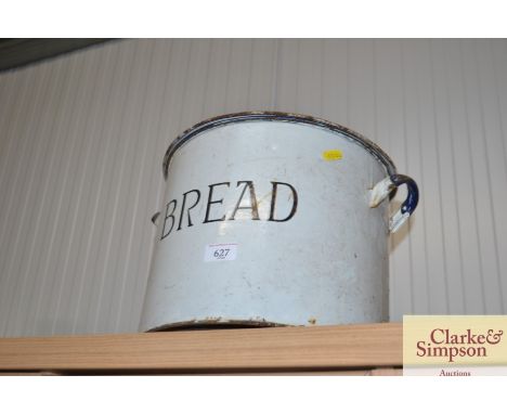 An enamel bread bin