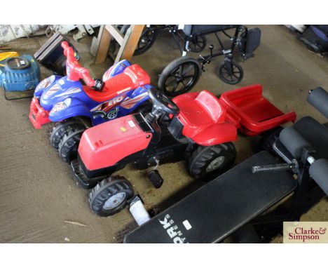 A children's tractor and trailer