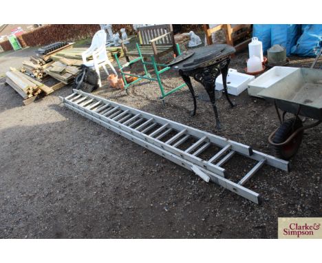 An aluminium extending ladder
