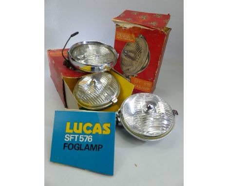 Three Lucas car spot lamps - two boxed