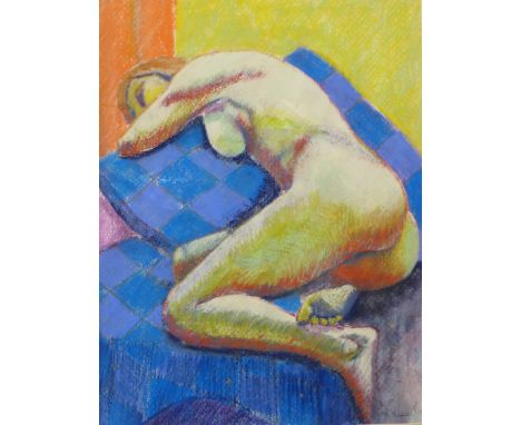 M. Haswell, portrait of a reclining female nude, pastel, 43 x 33cms, unframed 