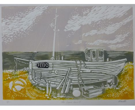 A signed Pamela Guille limited edition print, The Lone Boat, unframed 