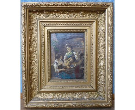 A Victorian oleograph, portrait 0f musicians, framed 