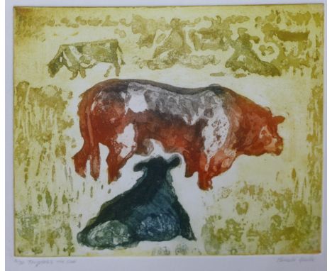 A signed Pamela Guille limited edition print, Tarquinius The Bull, unframed 