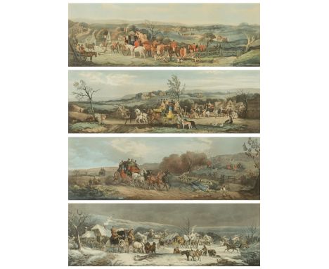 C R Stock after W J Shayer, 19th Century-
Spring, Summer, Autumn, Winter:-
a set of four coloured engravings published by Art