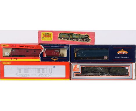 A Hornby Dublo 2-6-0 locomotive and tender 'Cardiff Castle', a Lima GW D1016 'Western Gladiator', a Lima 4-6-0 'King George V
