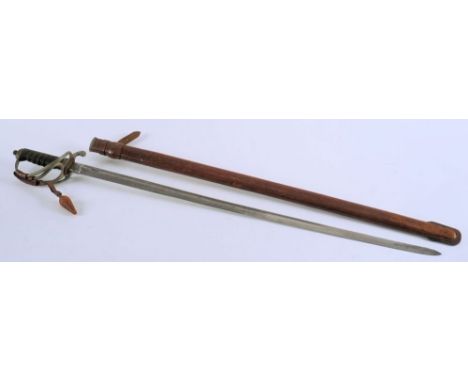 A George V Infantry Officer's dress sword by P Morley & Co Sheffield:, the straight single edged blade with crown and 'GR' cy