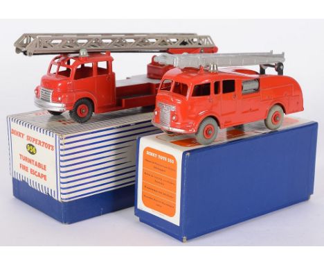 Dinky No 956 Turntable Fire Escape: and No 555 Fire Engine with Extending Ladder, both boxed.

