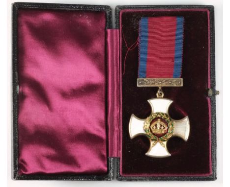 A George V D.S.O medal: in an associated case, unnamed single, damaged to front right enamel and  reverse left enamel missing