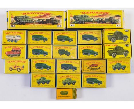 A collection of sixteen Matchbox 1-75 series military vehicles in original boxes:, including eight 'Army half track Mark III'