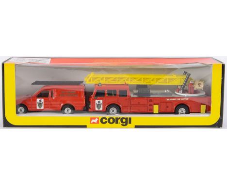 Corgi Limited Edition Dennis Turntable Ladder and Ford Escort Utility Vehicle: produced for the Wiltshire Fire Brigade open w