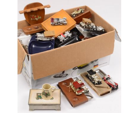 A collection of Lesney Models of Yesteryear penstands, ashtrays and cigarette boxes:,  including pottery and aluminium bases 