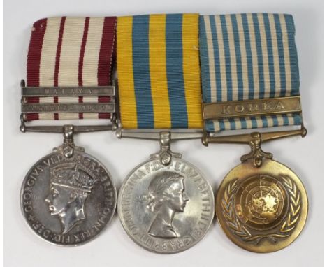 A Royal Navy trio Naval General Service medal with two clasps, Korea medal and United Nations Korea medal:, awarded to C/SSX 