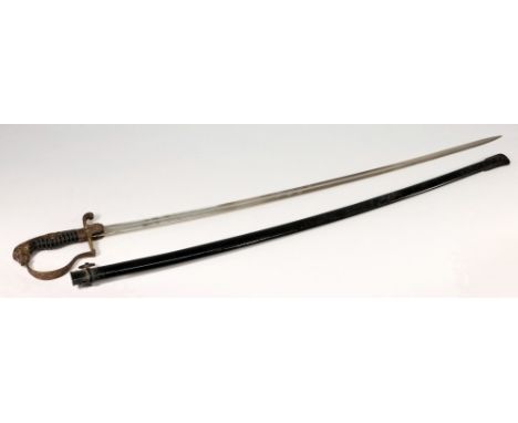 A Third Reich army officers sword: with 81cm. fullered blade by Eickhorn, Soligen, with gilt brass quillon, black plastic and