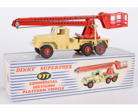 Dinky No.977 Commercial Servicing Platform Vehicle: cream, with red booms and Supertoy hubs, card insert and instruction leaf