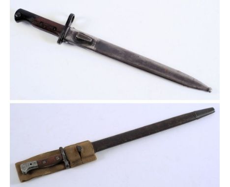 A British 1903 type bayonet in leather scabbard, together with a bayonet by Simson & Co:. (2).