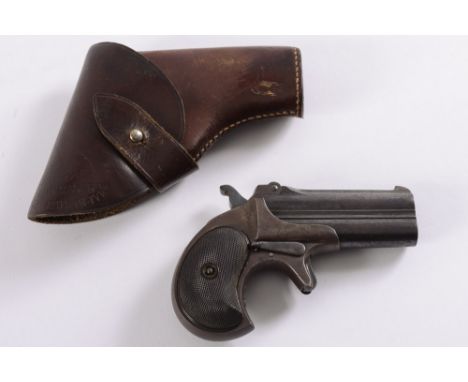 A .41 calibre rimfire Remington Derringer over and under double barrel pistol:, the top flat stamped 'Remington Arms Co. Ilio